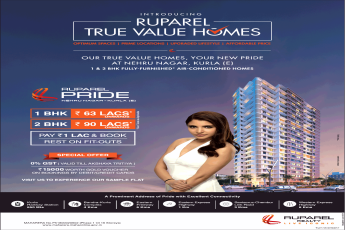 Pay only Rs. 1 lakh & book rest on fit-outs at Ruparel Pride in Mumbai